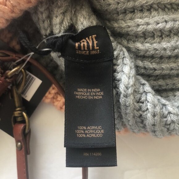 Frye Color Block Beanie HAT Sz.66-68 and Leather Wristlet Set Dust Pink Brown - Picture 9 of 12